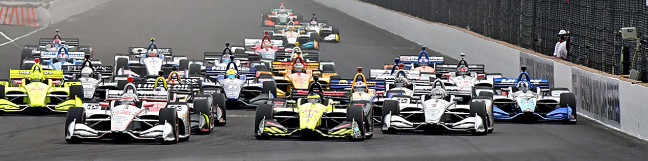indy cars racing to through the start line Charlotte
